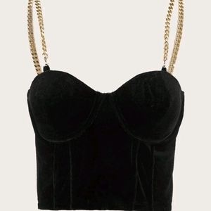 Velvet crop top chain straps